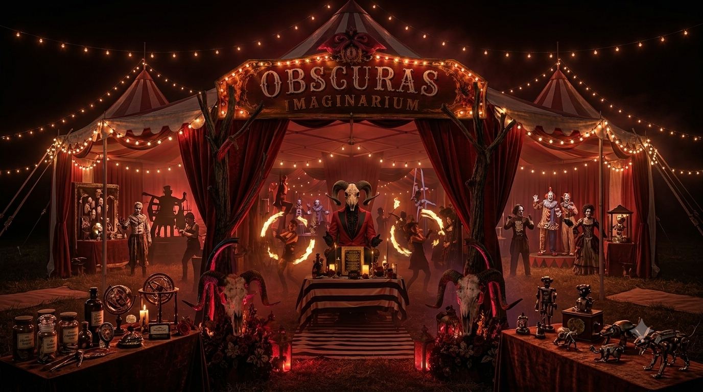 The Obscuras Imaginarium tent at night